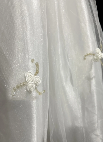 Vestido de novia estilo princesa, de tul, con escote cuadrado, estilo años 60 y mangas cortas blancas, de encaje, estilo vintage de los años 80, DH1266