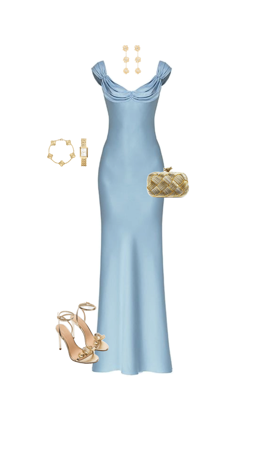 Elegante vestido de fiesta largo de satén azul cielo claro para graduación, verano, para 20 cumpleaños y 18 años, DH1276