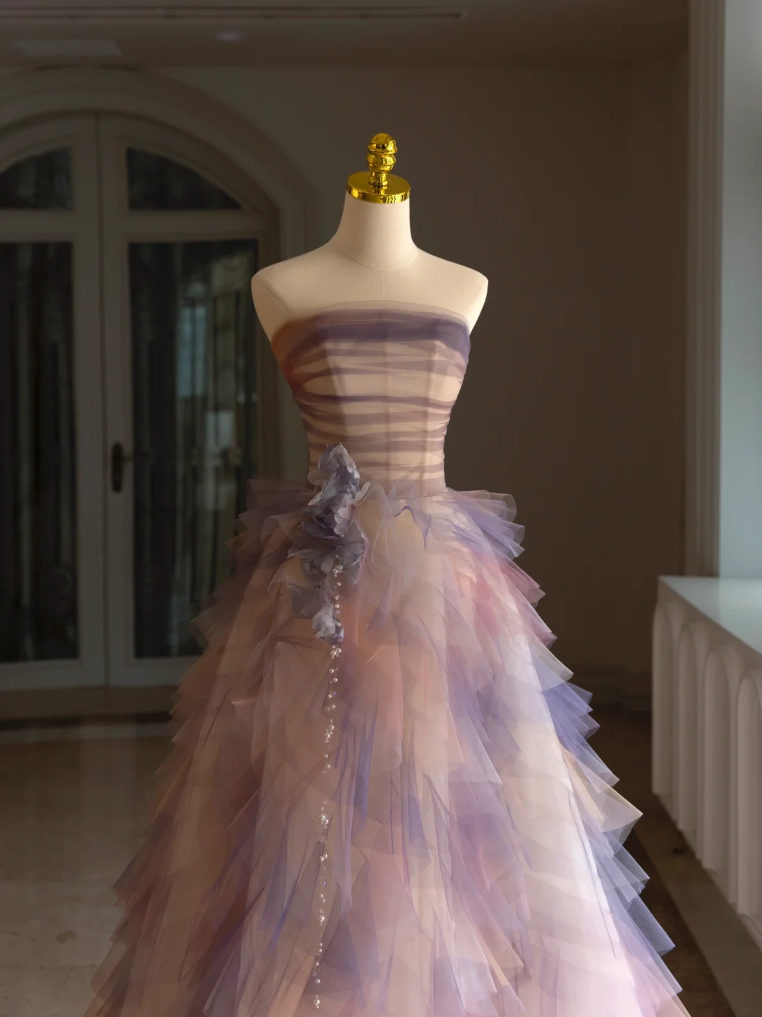 Vestido de quinceañera de lujo, sin tirantes, sin mangas, de tul, para 15 años, dulce 16, DH1293