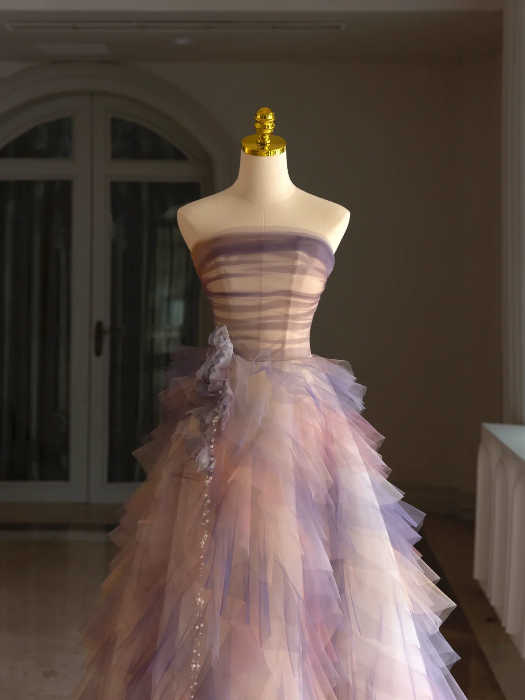 Vestido de quinceañera de lujo, sin tirantes, sin mangas, de tul, para 15 años, dulce 16, DH1293