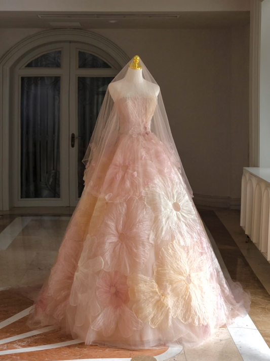 Vestido de quinceañera de lujo, sin tirantes, sin mangas, de tul y encaje, para 15 años, dulce 16, DH1303