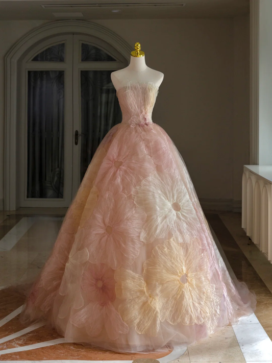 Vestido de quinceañera de lujo, sin tirantes, sin mangas, de tul y encaje, para 15 años, dulce 16, DH1303