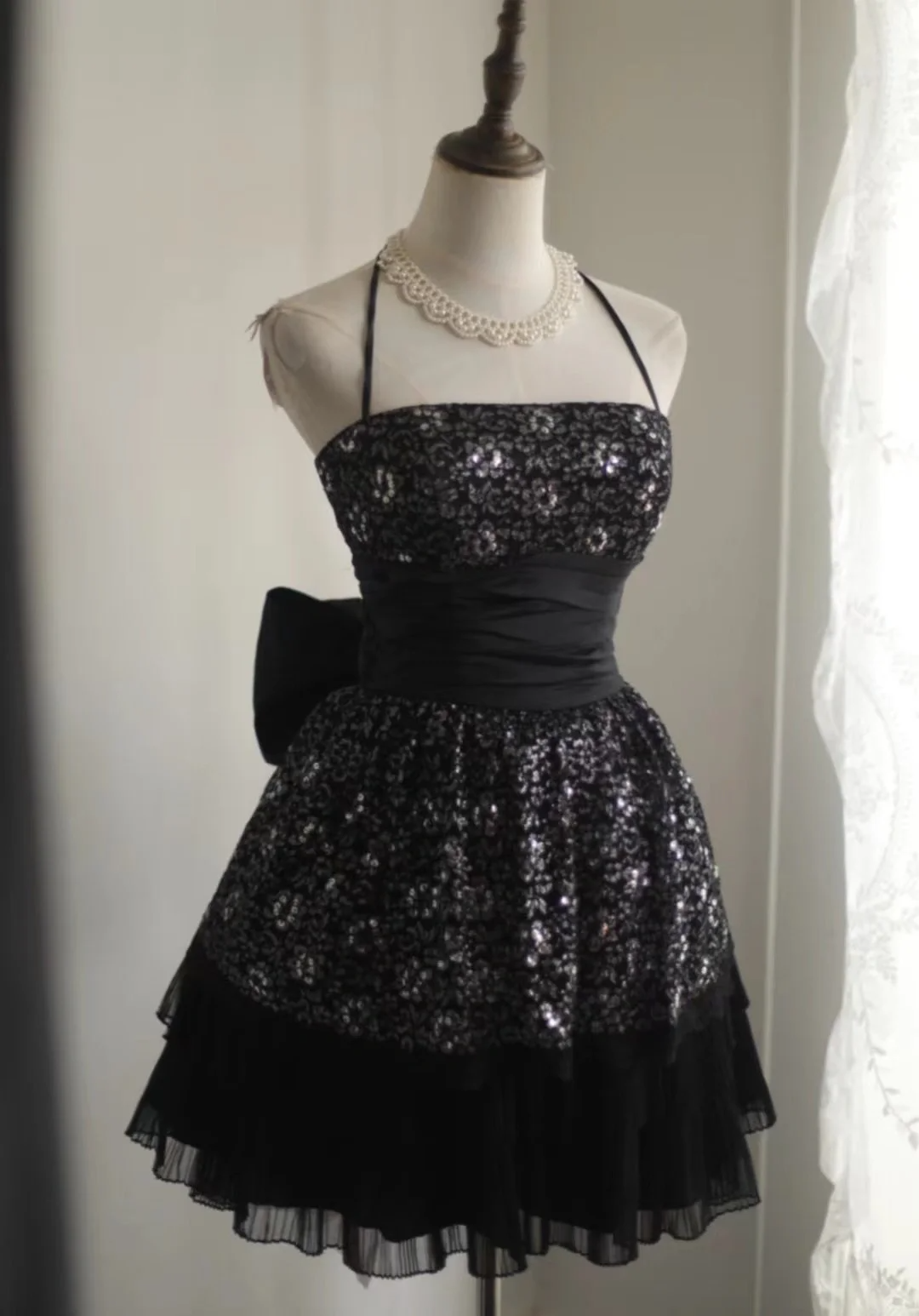 Retro A Line Halter Sequin Black Mini Short Formal 8th Grade Homecoming Dresses Summer Middle School Hoco Dress 18th Birthday Outfits DH1306