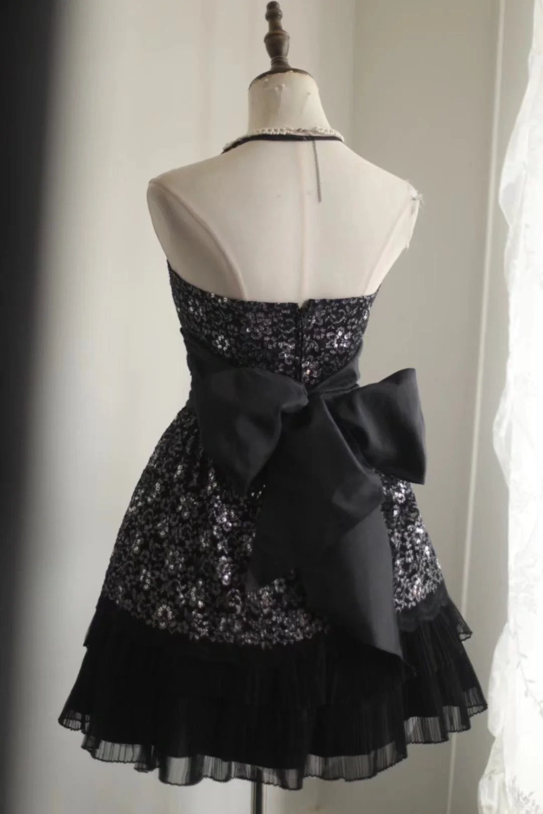 Retro A Line Halter Sequin Black Mini Short Formal 8th Grade Homecoming Dresses Summer Middle School Hoco Dress 18th Birthday Outfits DH1306