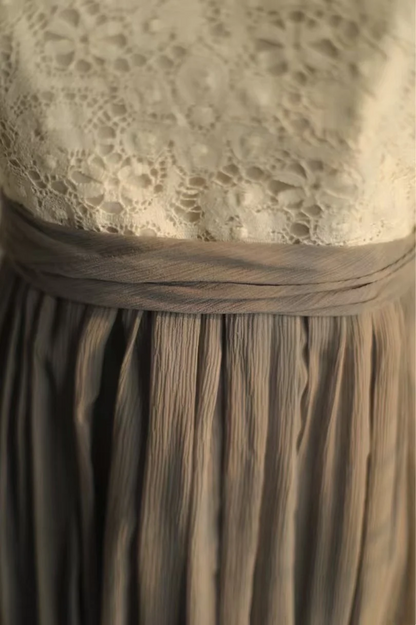 Vestido corto retro de gasa gris con tirantes finos, corte A, para fiesta de 8.º grado, de verano, para escuela secundaria, para graduación o cumpleaños número 16, DH1316
