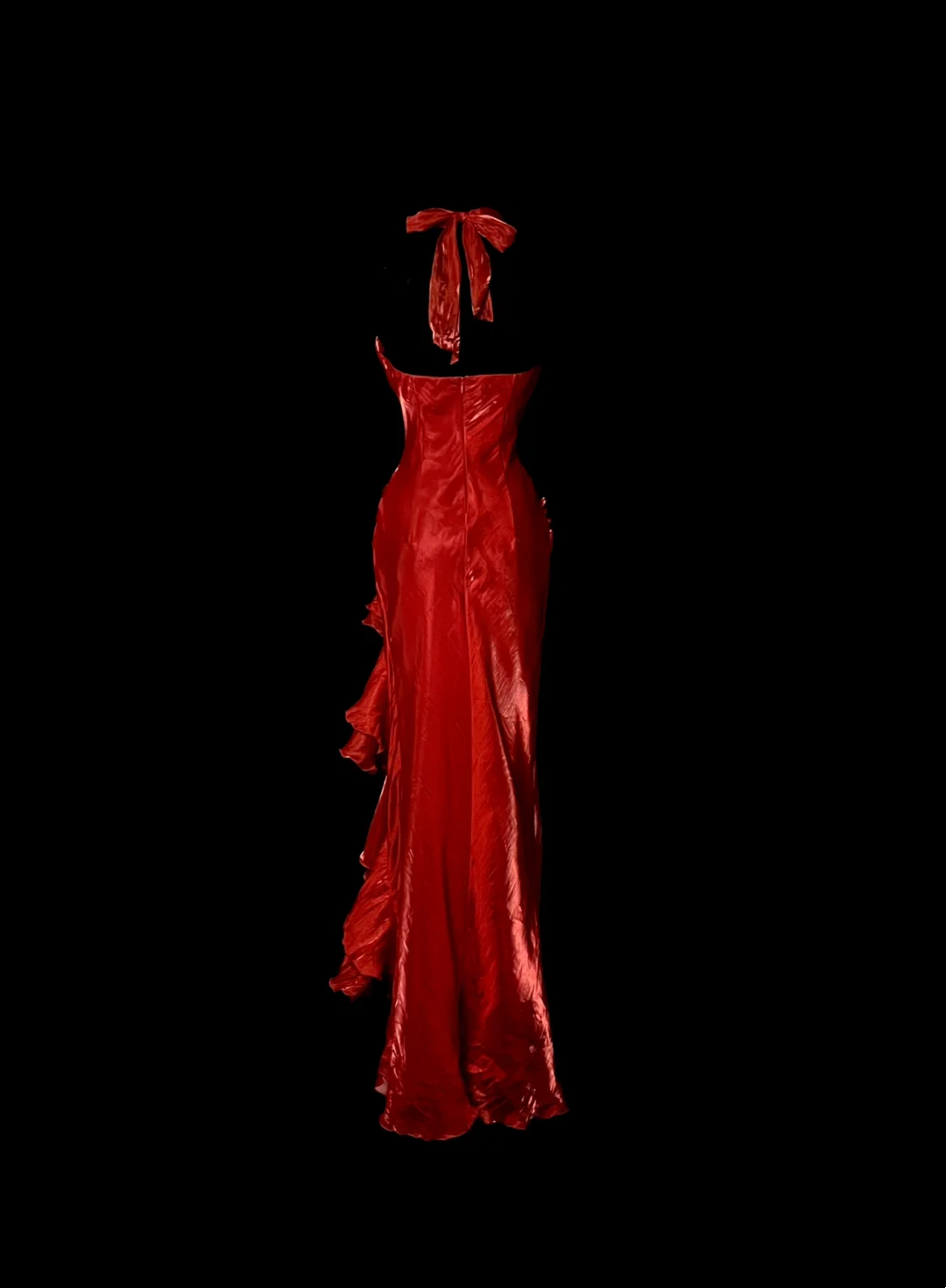 Elegante vestido de fiesta largo de satén rojo con cuello halter, para verano, para celebrar 20 cumpleaños y 18 años, DH1325