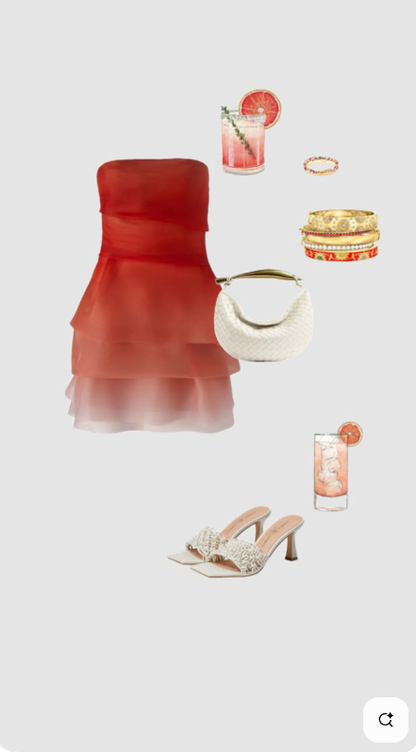 Vestido de fiesta corto de gasa naranja degradado, sin tirantes, estilo mini, para séptimo grado, para escuela secundaria, DH1349