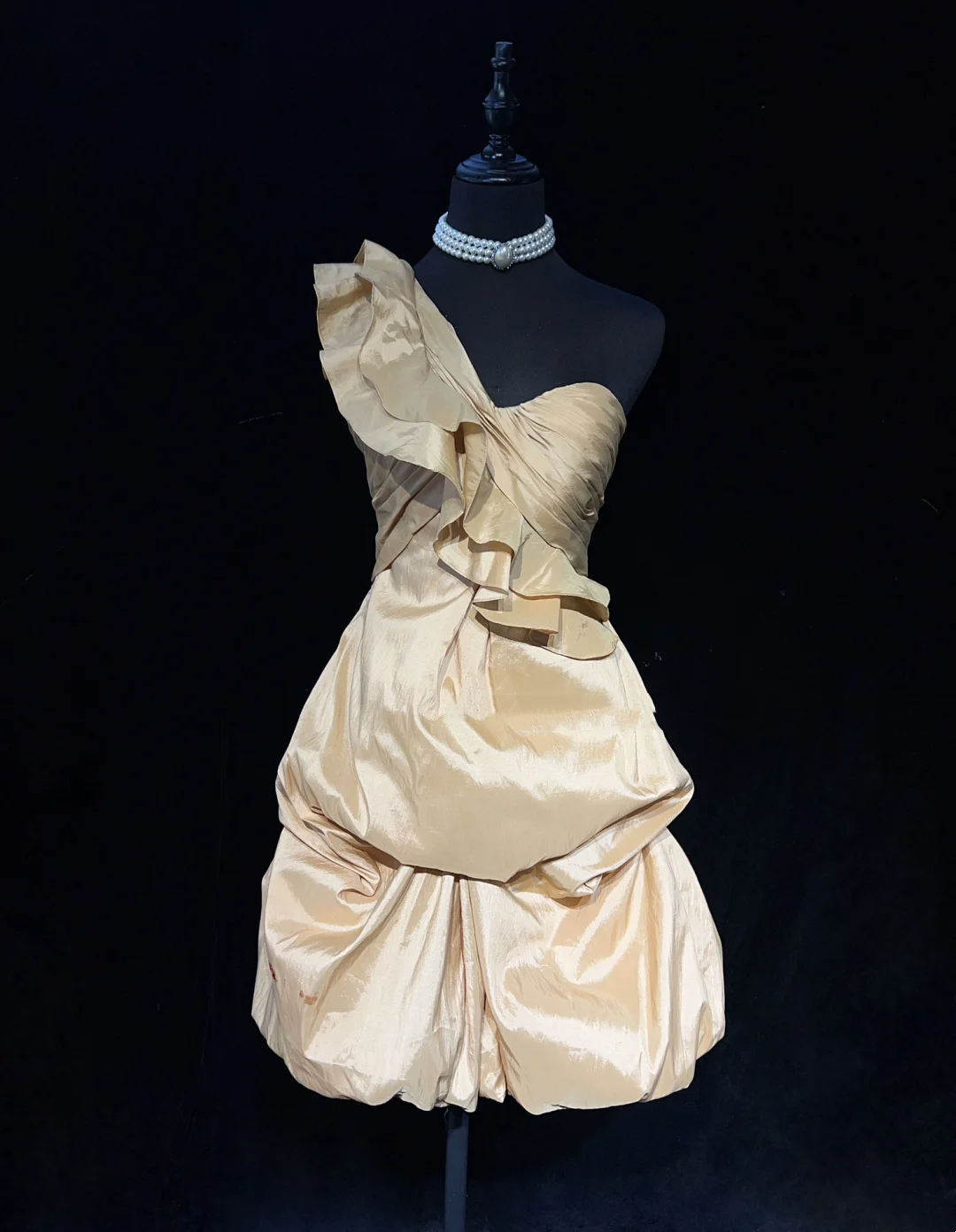 Precioso vestido de fiesta de tafetán color champán, de un solo hombro, minivestido corto formal para séptimo grado, vestido de fiesta de secundaria, vestido de cóctel, atuendos de cumpleaños DH1434