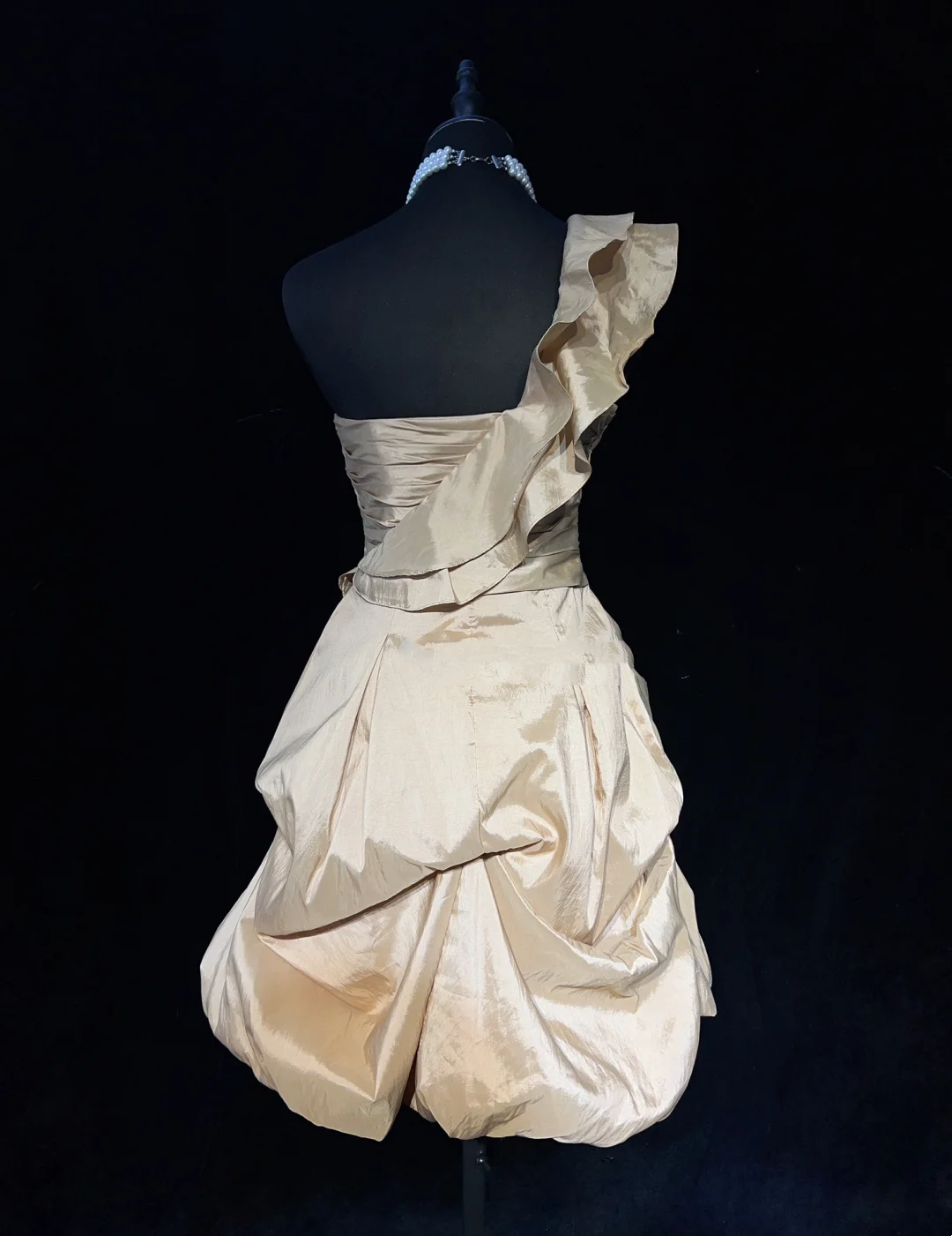 Precioso vestido de fiesta de tafetán color champán, de un solo hombro, minivestido corto formal para séptimo grado, vestido de fiesta de secundaria, vestido de cóctel, atuendos de cumpleaños DH1434
