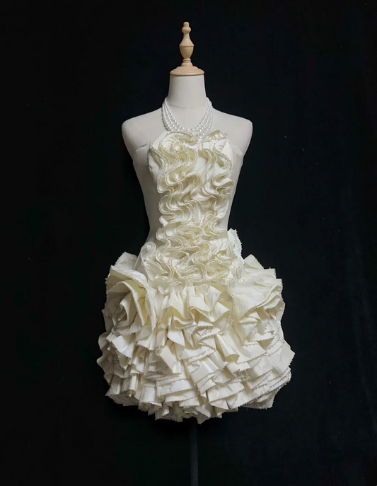 Vestido de fiesta vintage sin tirantes de tafetán color marfil, corto, mini, formal, para octavo grado, vestido de cóctel para secundaria, trajes Hoco DH1472