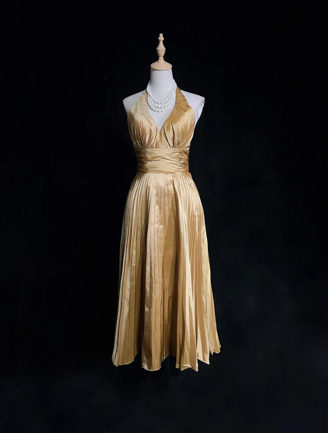 Vestido de fiesta vintage de tafetán dorado, corte A, largo hasta la rodilla, para octavo grado, vestido de cóctel para secundaria, Hoco Outfits DH1473