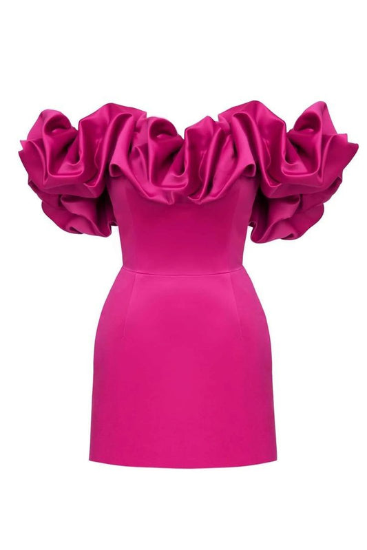 Lindo vestido de fiesta de satén rosa con hombros descubiertos para octavo grado, vestido de verano para escuela secundaria, atuendos para fiesta DH149