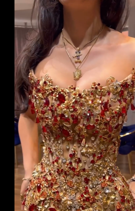 Vestido de cóctel corto, elegante, sin tirantes, con cuentas doradas, para octavo grado, para escuela secundaria, DH1509