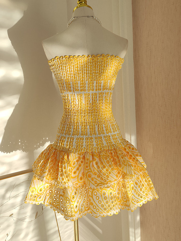 Vestido de fiesta de encaje azul, sin tirantes, bonito, para graduación, corto, para cóctel, para secundaria, Hoco Outfits DH1601