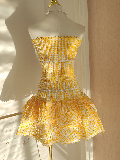 Vestido de fiesta de encaje azul, sin tirantes, bonito, para graduación, corto, para cóctel, para secundaria, Hoco Outfits DH1601