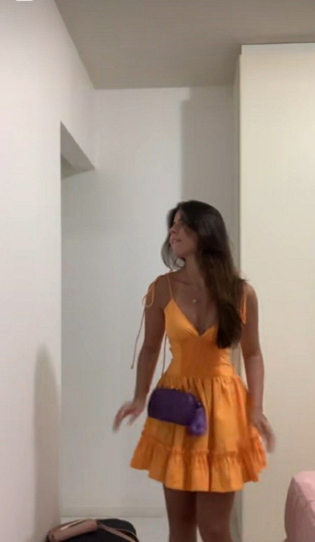Hermosos vestidos de fiesta naranjas cortos con tirantes finos, corte A, para octavo grado, para verano, para escuela secundaria, DH161