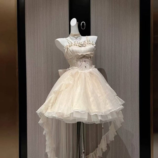Vestido de fiesta corto de tul con tirantes finos para octavo grado, vestido de cóctel para secundaria, atuendos Hoco DH1616