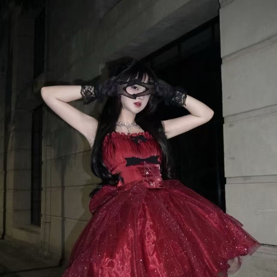 Vestido de fiesta corto con tirantes finos color burdeos, minivestido formal para octavo grado, vestido de cóctel para secundaria, atuendos Hoco, vestido Lolita DH1617