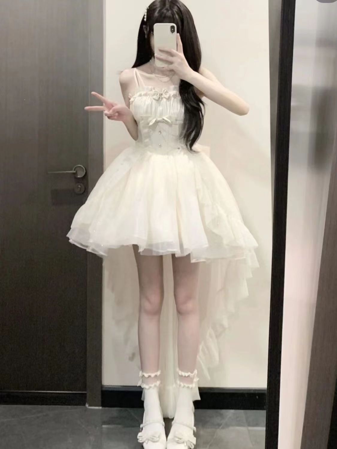 Vestido gótico de fiesta con tirantes finos de tul para 8.º grado, vestido de fiesta para secundaria, atuendos de lolita DH1625
