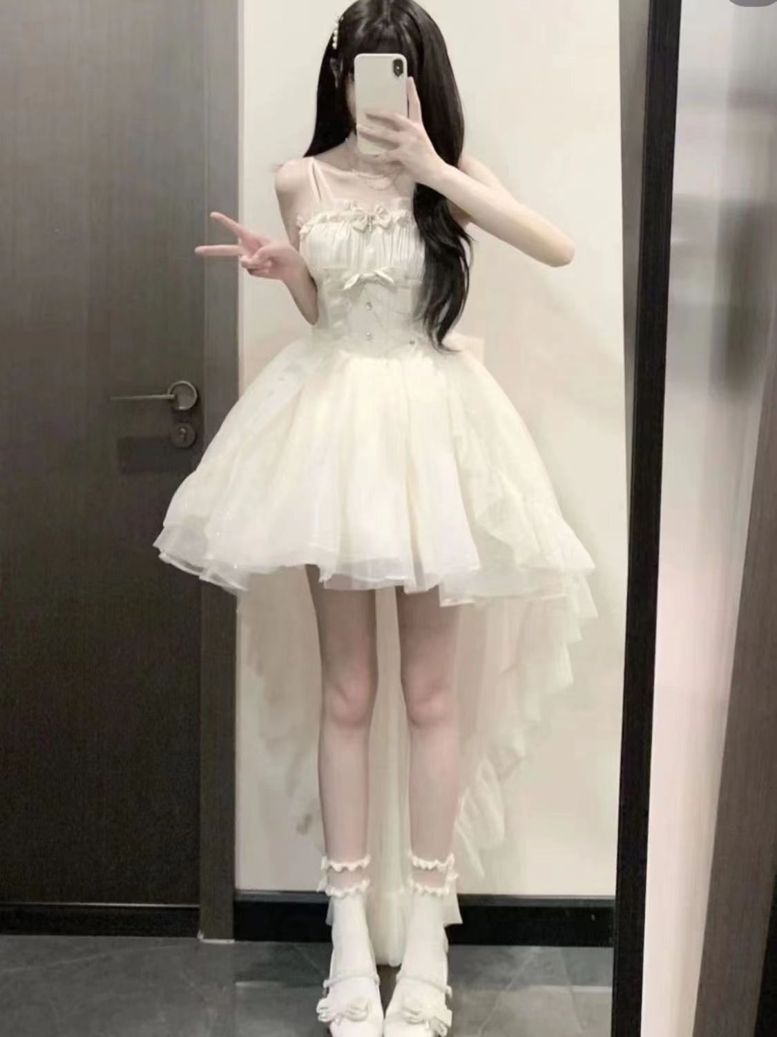 Vestido gótico de fiesta con tirantes finos de tul para 8.º grado, vestido de fiesta para secundaria, atuendos de lolita DH1625