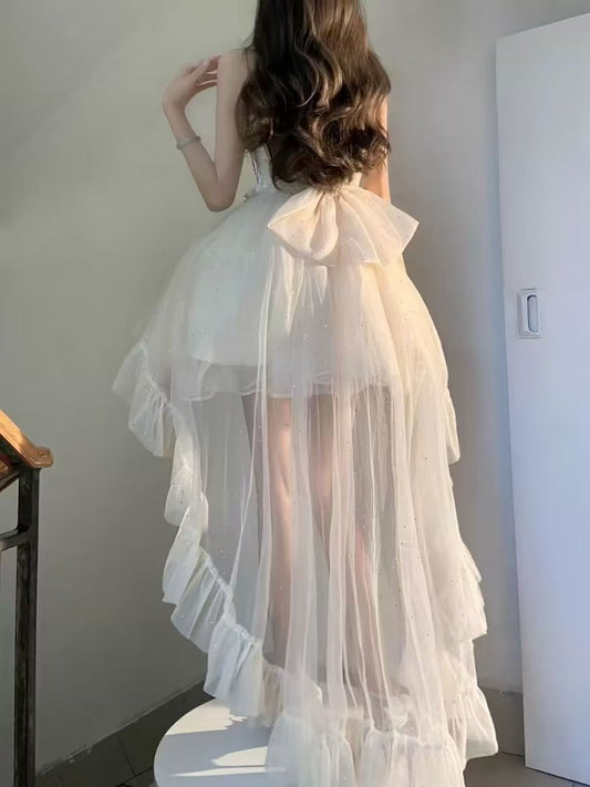 Vestido gótico de fiesta con tirantes finos de tul para 8.º grado, vestido de fiesta para secundaria, atuendos de lolita DH1625