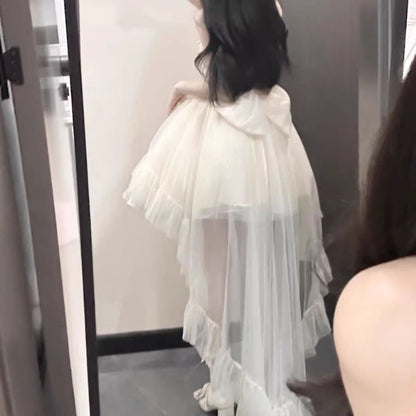 Vestido gótico de fiesta con tirantes finos color marfil, para 8.º grado, de regreso a casa, para secundaria, estilo hoco, trajes Lolita DH1630