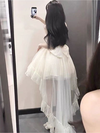 Vestido gótico de fiesta con tirantes finos color marfil, vestido formal de 8.º grado para regreso a casa, vestido de lolita para secundaria, vestido de cumpleaños, atuendos de lolita DH1643