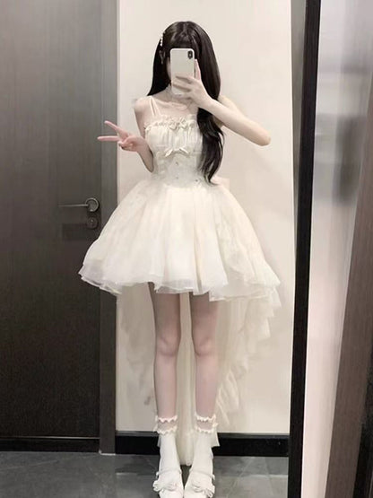Vestido gótico de fiesta con tirantes finos color marfil, vestido formal de 8.º grado para regreso a casa, vestido de lolita para secundaria, vestido de cumpleaños, atuendos de lolita DH1643