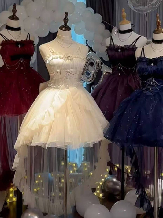 Cute French Style Ladies Fairy High Low Spaghetti Straps Tulle Gotica Formal 8th Grade Homecoming Dresses Lolita Dress Hoco Outfits Lolita Outfits DH1659
