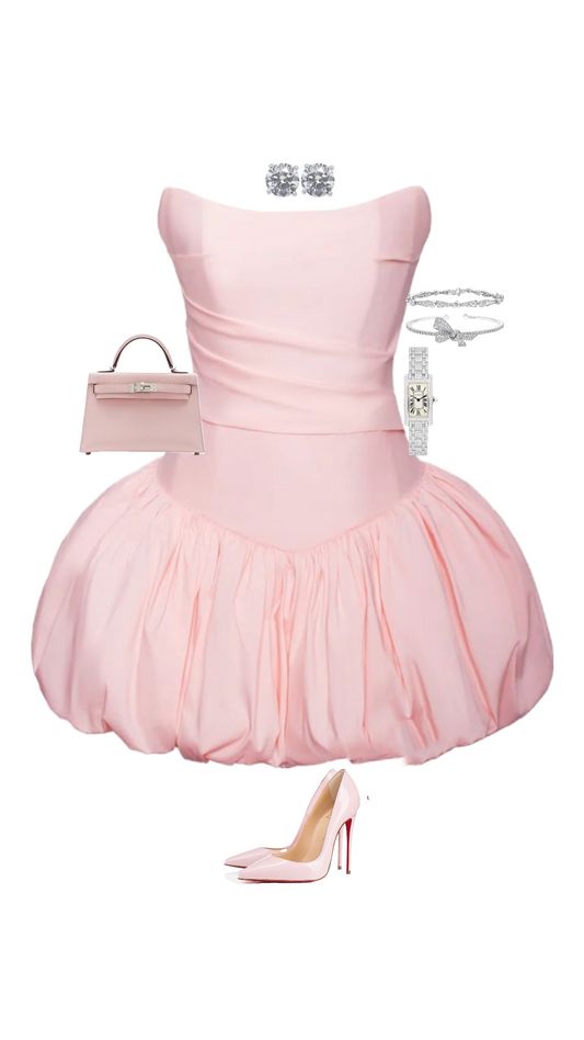 Vestido corto de satén rosa, corte A, sin tirantes, para fiesta de 8.º grado, semiformal, para escuela secundaria, cóctel, DH1667