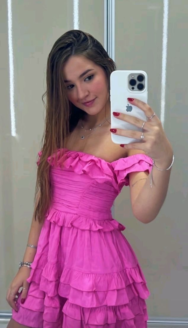 Vestido corto rosa con volantes y hombros descubiertos para fiesta de 8.º grado, vestido de cóctel para secundaria, Hoco Outfits DH1671