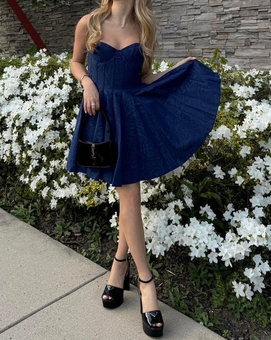 Cute A Line Spaghetti Straps Royal Blue Mini Short Formal 8th Grade Homecoming Dresses Middle School Semi Formal Hoco Dress Cocktail Outfits DH1676