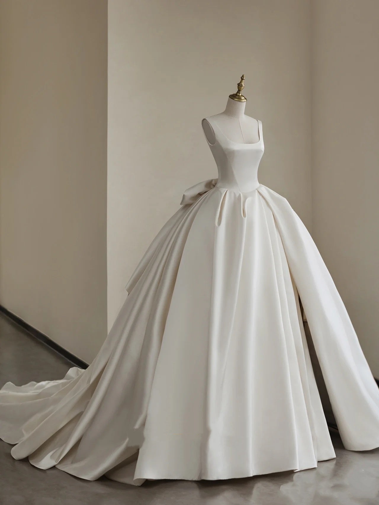 Vestido de novia romántico, vestido de novia, vestido de fiesta, escote cuadrado, vestido de novia de satén, vestidos de novia color marfil, vestidos de novia modestos, DH1781