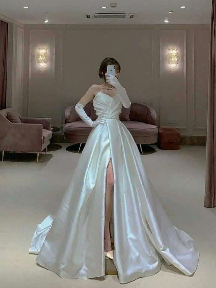 Vestido de novia sencillo, vestido de novia, vestido de fiesta, vestido de novia de satén con escote corazón, vestidos de novia blancos, vestidos de novia modestos DH1790