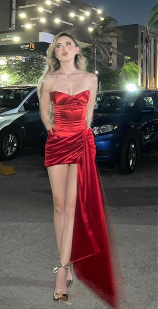 Cute Sheath Sweetheart Red Grad Dress Inspo Short Mini Formal 8th Grade Homecoming Dresses High School Hoco Court Dress Graduation Dress Hoco Outfits DH1801