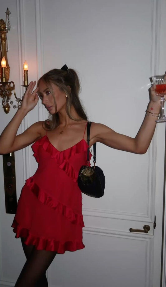 Cute A Line Spaghetti Straps Red Grad Dress Inspo Short Mini Formal 8th Grade Homecoming Dresses High School Hoco Court Dress Graduation Dress Hoco Outfits DH1824
