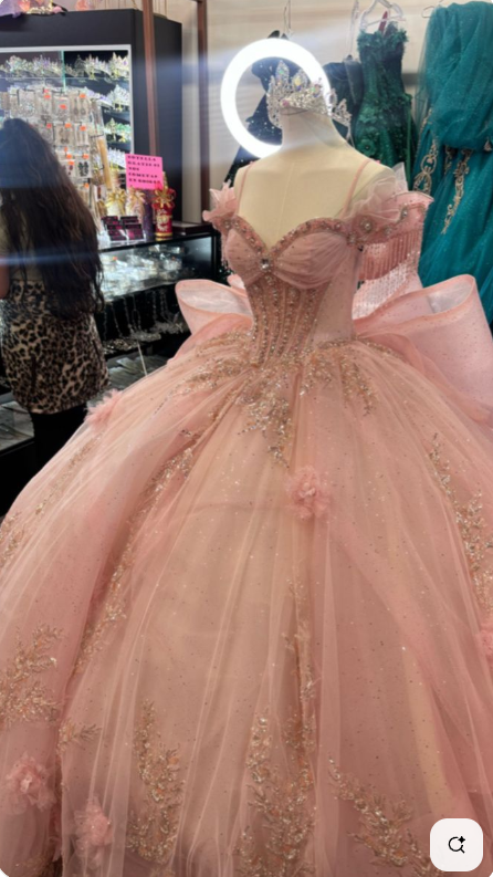 Vestido de princesa con tirantes al descubierto, tul rosa, largo, para quinceañeras, formal, de 15 años, DH1857