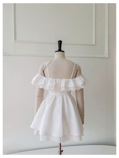 Cute A Line Spaghetti Straps White Grad Dress Inspo Short Mini Formal 8th Grade Homecoming Dresses High School Hoco Court Dress Graduation Dress Hoco Outfits DH1896