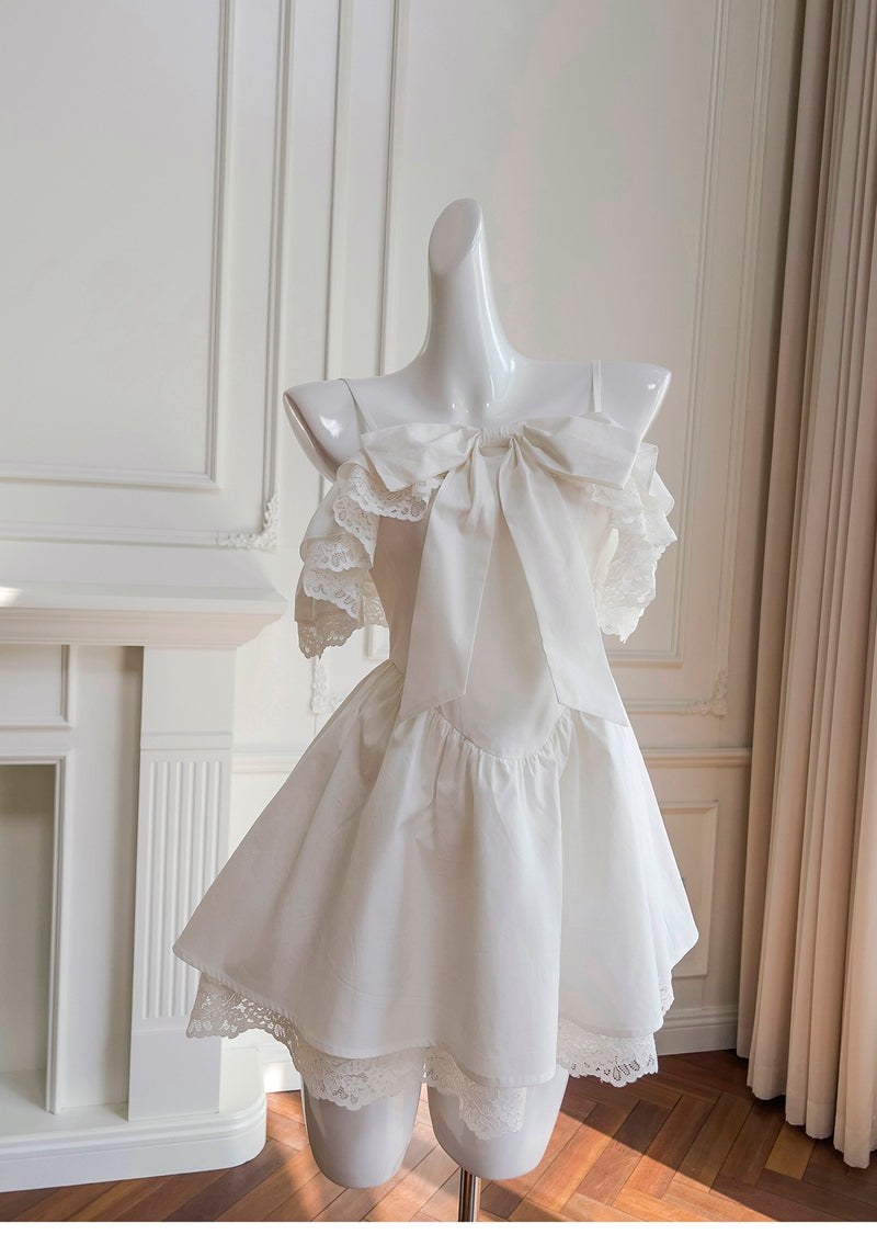 Cute A Line Spaghetti Straps White Grad Dress Inspo Short Mini Formal 8th Grade Homecoming Dresses High School Hoco Court Dress Graduation Dress Hoco Outfits DH1896