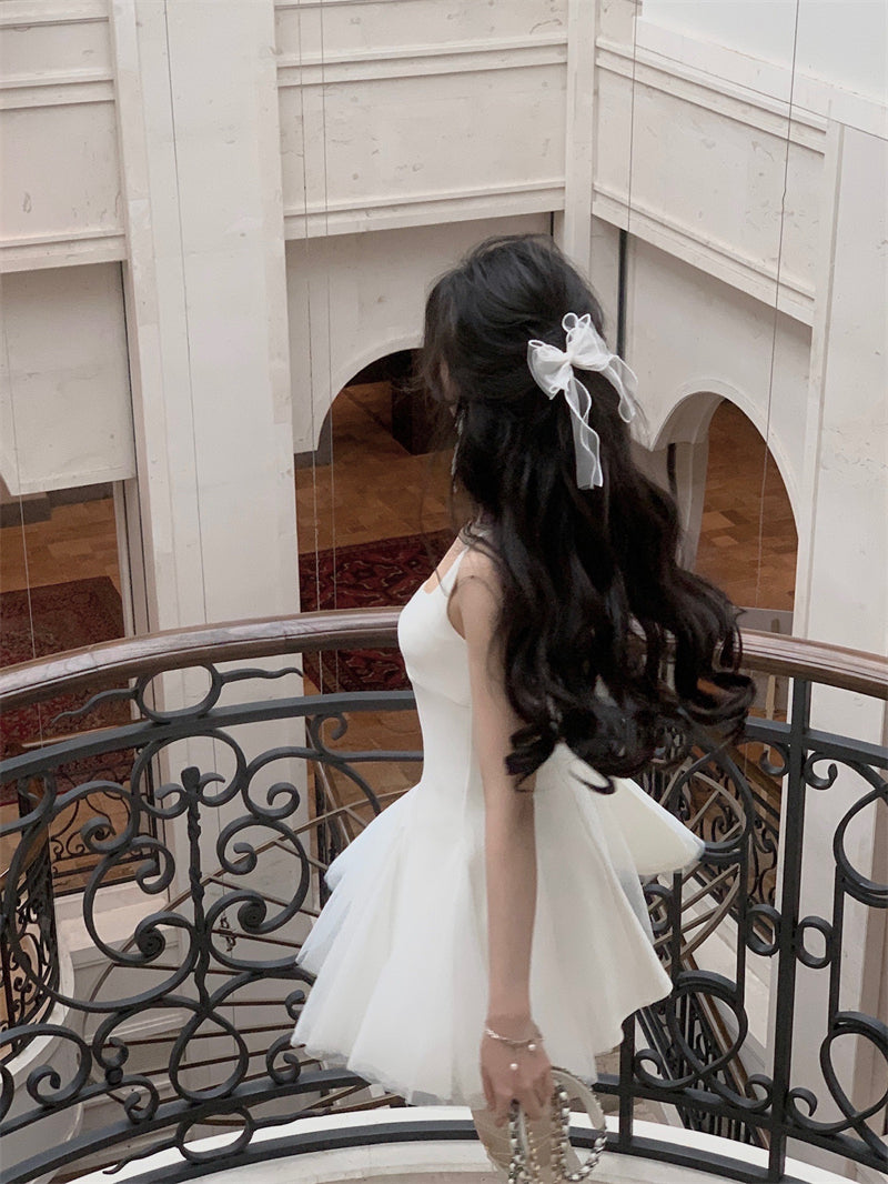 Cute A Line Square White Grad Dress Inspo Short Mini Formal 8th Grade Homecoming Dresses High School Hoco Court Dress Graduation Dress Hoco Outfits DH1897