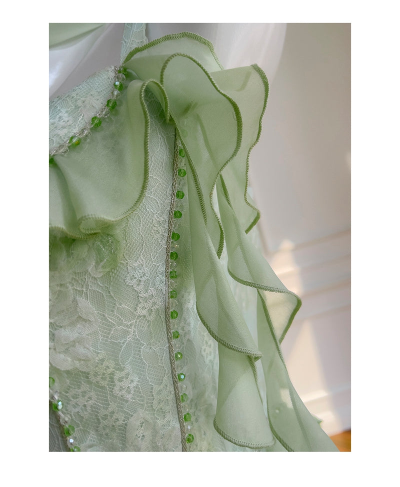 Cute A Line Spaghetti Straps Sage Green Chiffon Grad Dress Inspo Short Mini Formal 8th Grade Homecoming Dresses High School Hoco Court Dress Graduation Dress Hoco Outfits DH1901