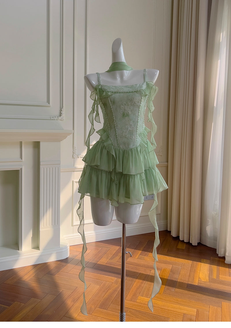 Cute A Line Spaghetti Straps Sage Green Chiffon Grad Dress Inspo Short Mini Formal 8th Grade Homecoming Dresses High School Hoco Court Dress Graduation Dress Hoco Outfits D1901