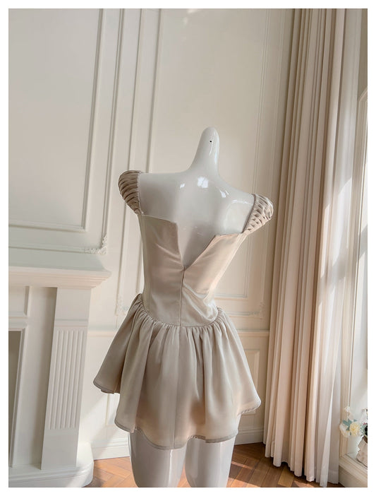 Simple A Line Square Champagne Chiffon Short Mini Formal 8th Grade Homecoming Dresses High School Hoco Court Dress Graduation Dress Cocktail Outfits DH1902