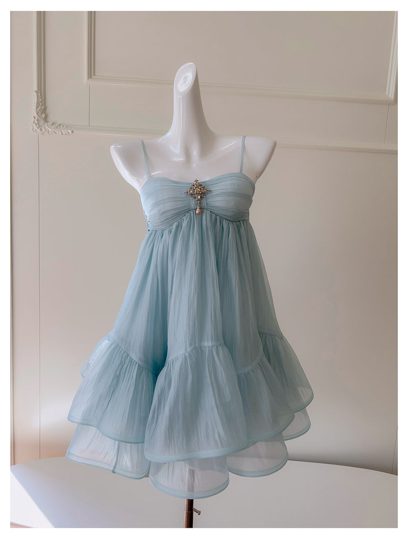 Cute A Line Spaghetti Straps Blue Backless Grad Dress Inspo Short Mini Formal 8th Grade Homecoming Dresses High School Hoco Court Dress Graduation Dress Hoco Outfits DH1904