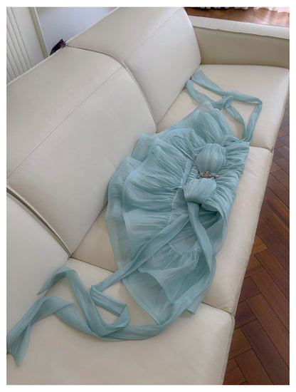 Pretty A Line Spaghetti Straps Blue Open Backs Grad Dress Inspo Short Mini Formal 8th Grade Homecoming Dresses High School Hoco Court Dress Graduation Dress Hoco Outfits D1905