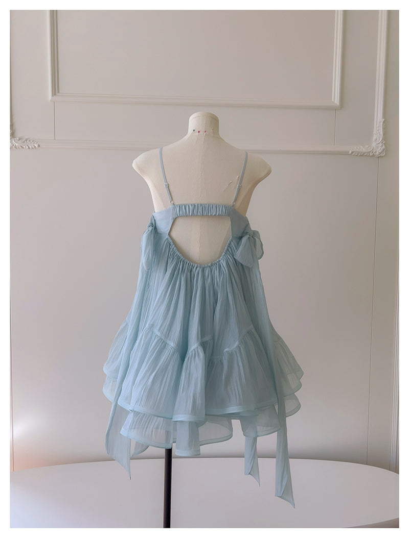 Pretty A Line Spaghetti Straps Blue Open Backs Grad Dress Inspo Short Mini Formal 8th Grade Homecoming Dresses High School Hoco Court Dress Graduation Dress Hoco Outfits D1905