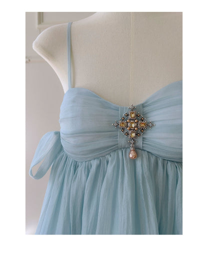 Simple A Line Spaghetti Straps Blue Open Backs Grad Dress Inspo Short Mini Formal 8th Grade Homecoming Dresses High School Hoco Court Dress Graduation Dress Hoco Outfits DH1905