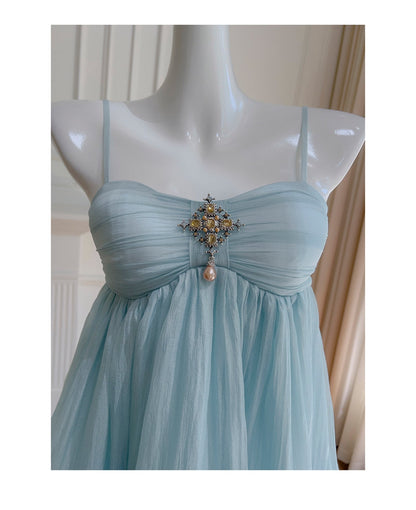 Simple A Line Spaghetti Straps Blue Open Backs Grad Dress Inspo Short Mini Formal 8th Grade Homecoming Dresses High School Hoco Court Dress Graduation Dress Hoco Outfits DH1905