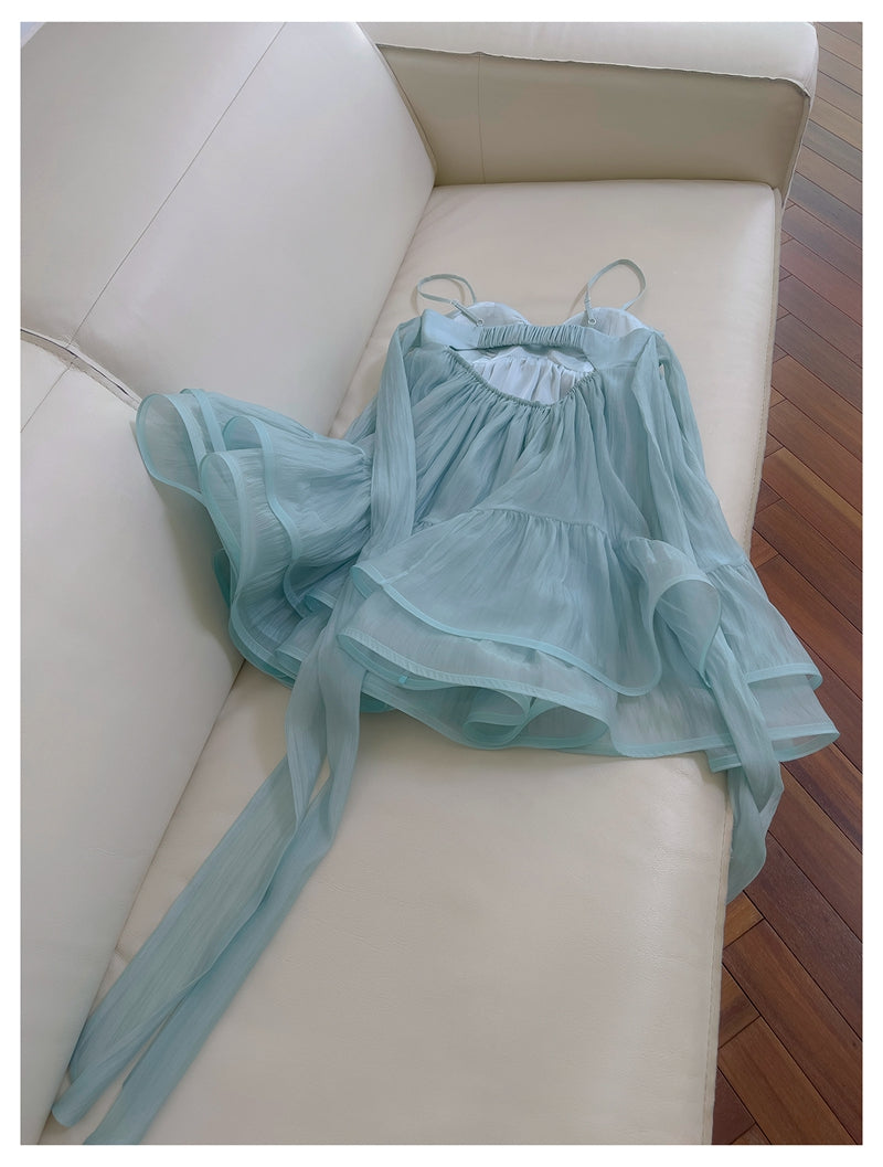 Pretty A Line Spaghetti Straps Blue Open Backs Grad Dress Inspo Short Mini Formal 8th Grade Homecoming Dresses High School Hoco Court Dress Graduation Dress Hoco Outfits D1905