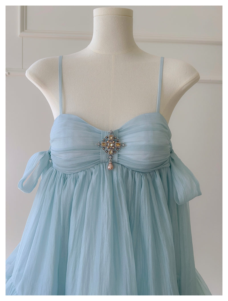 Pretty A Line Spaghetti Straps Blue Open Backs Grad Dress Inspo Short Mini Formal 8th Grade Homecoming Dresses High School Hoco Court Dress Graduation Dress Hoco Outfits D1905